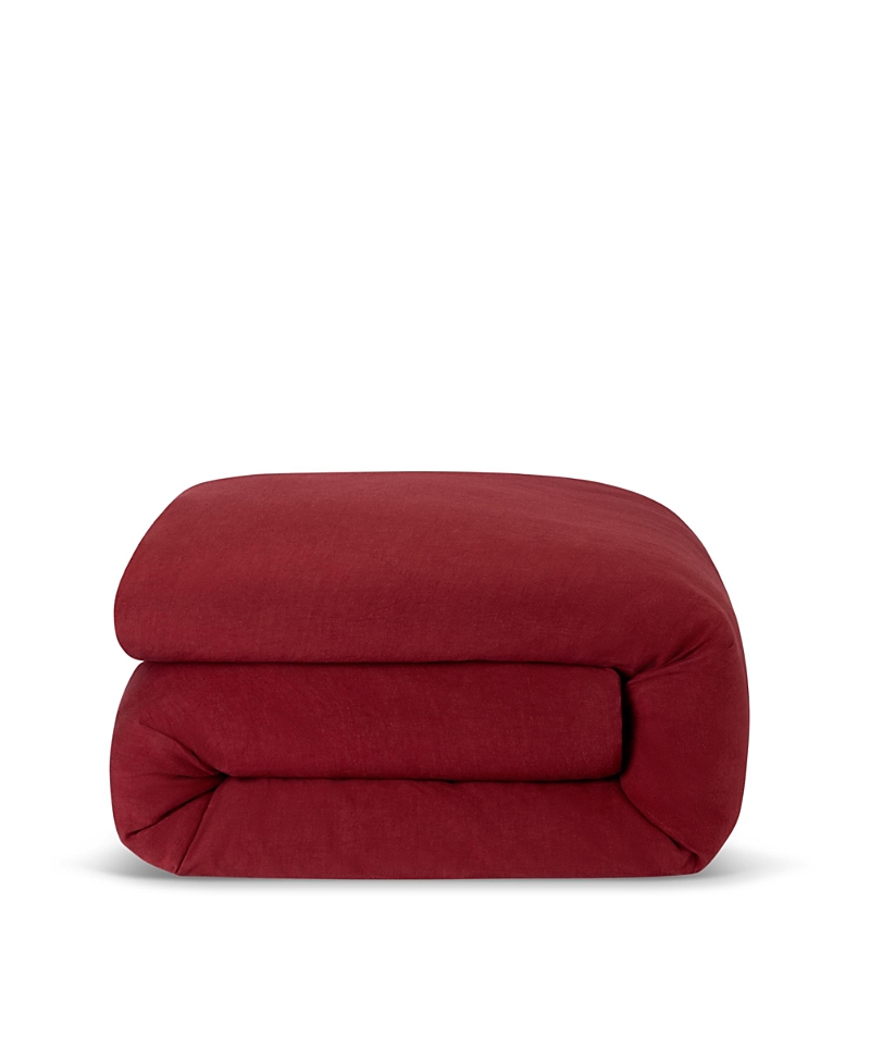 Piglet In Bed Plain Linen Duvet Cover, King In Burgundy