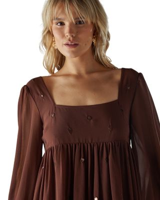 Hand Embellished Square Neck Mini Dress