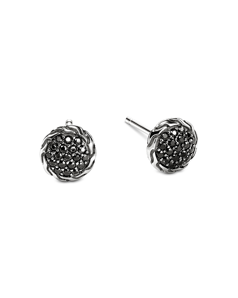 John Hardy Sterling Silver Jh Essentials Black Sapphire Pave Framed Stud Earrings In Black Saphire