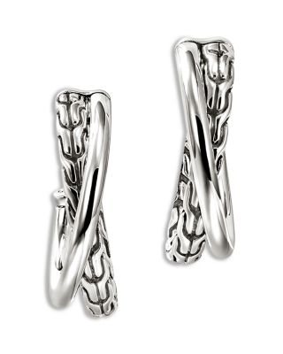 Sterling Silver JH Essentials Crossover Hoop Earrings