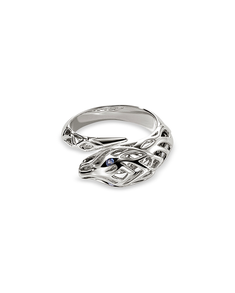 John Hardy Sterling Silver Naga Blue Sapphire Dragon Bypass Ring