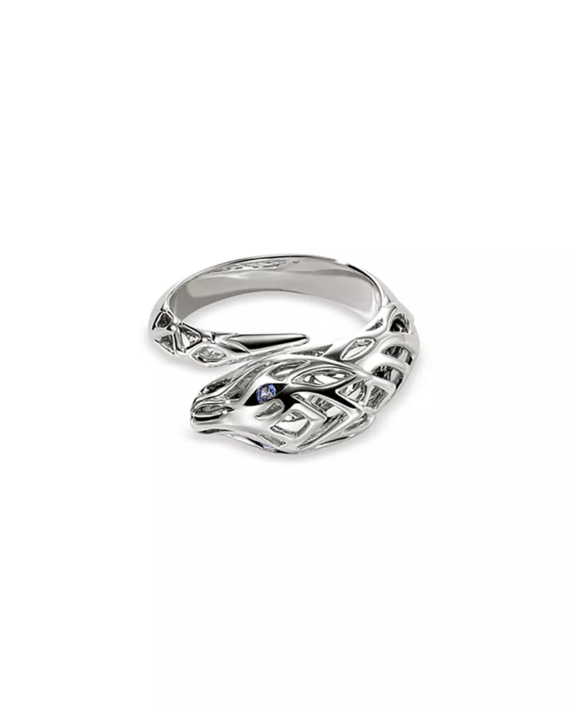 John Hardy Sterling Silver Naga Blue Sapphire Dragon Bypass Ring