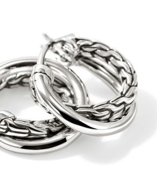 Sterling Silver JH Essentials Crossover Hoop Earrings