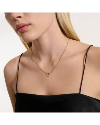 14K Yellow Gold JH Essentials Diamond Pav&eacute; Interlocking Circle Necklace, 16-18"