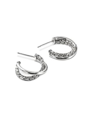Sterling Silver JH Essentials Crossover Hoop Earrings