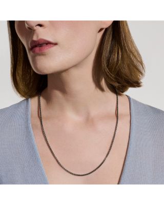 Men's Dark Silver Chain Box Link Necklace, 20"