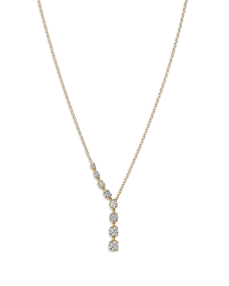 Bloomingdale's Fine Collection Luxe Collection Certified Lab Grown Diamond Graduated Asymmetric Necklace in 14K Yellow Gold, 1.0 tcw