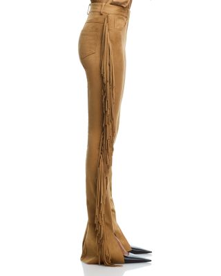 Fringe Spat High Rise Slim Jeans in Camel