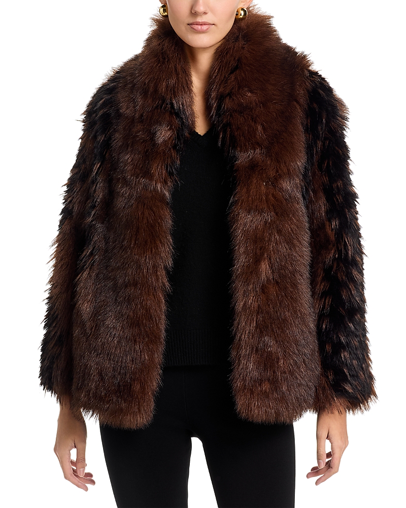 Love Token Faux Fur Jacket In Brown