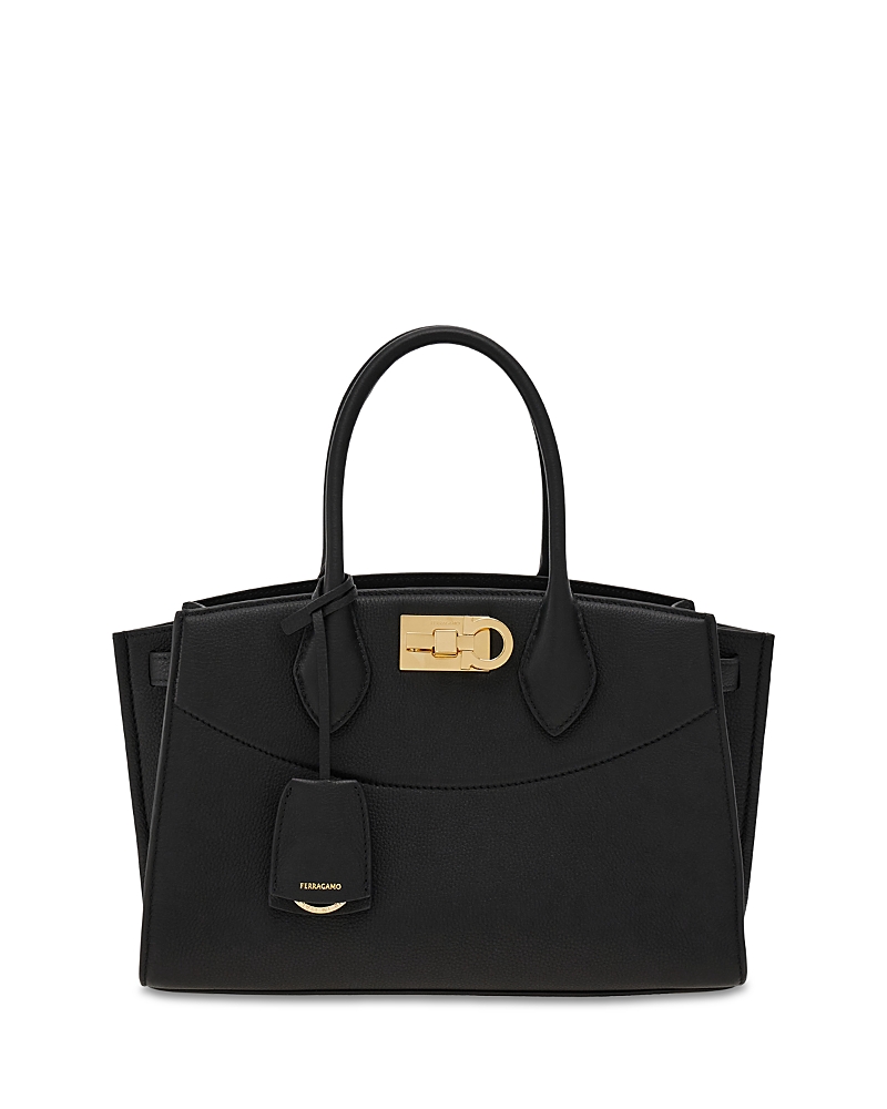 Ferragamo Studio Medium Soft Leather Bag In Black