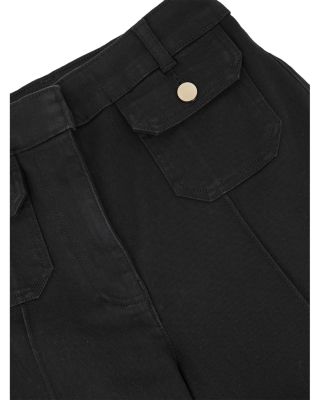 Ria Button Detail High Rise Flare Jeans in Black