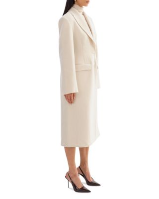 Wool Single Breasted Peak Lapel Coat
