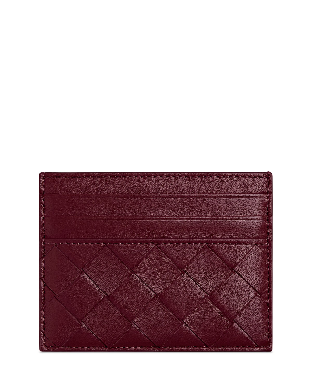Bottega Veneta Intrecciato Leather Card Case in Barolo/Gold