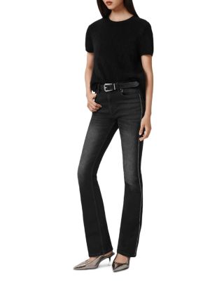 Haldan Crystal Mid Rise Bootcut Jeans in Washed Black