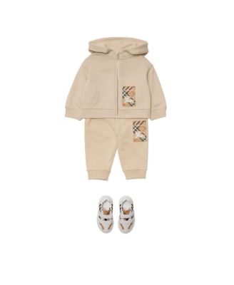 Unisex Check Label Cotton Zip Hoodie - Baby