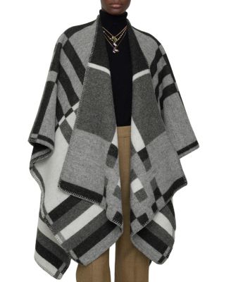  Colour Block Check  Wool Cape