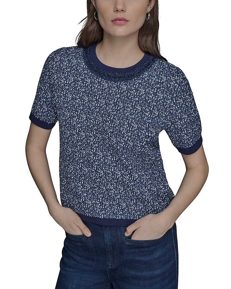 Karl Lagerfeld Short Sleeve Sweater In Blue