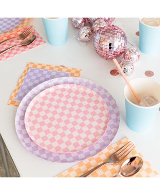  Checkered Paper Cocktail Napkins, Set of 20