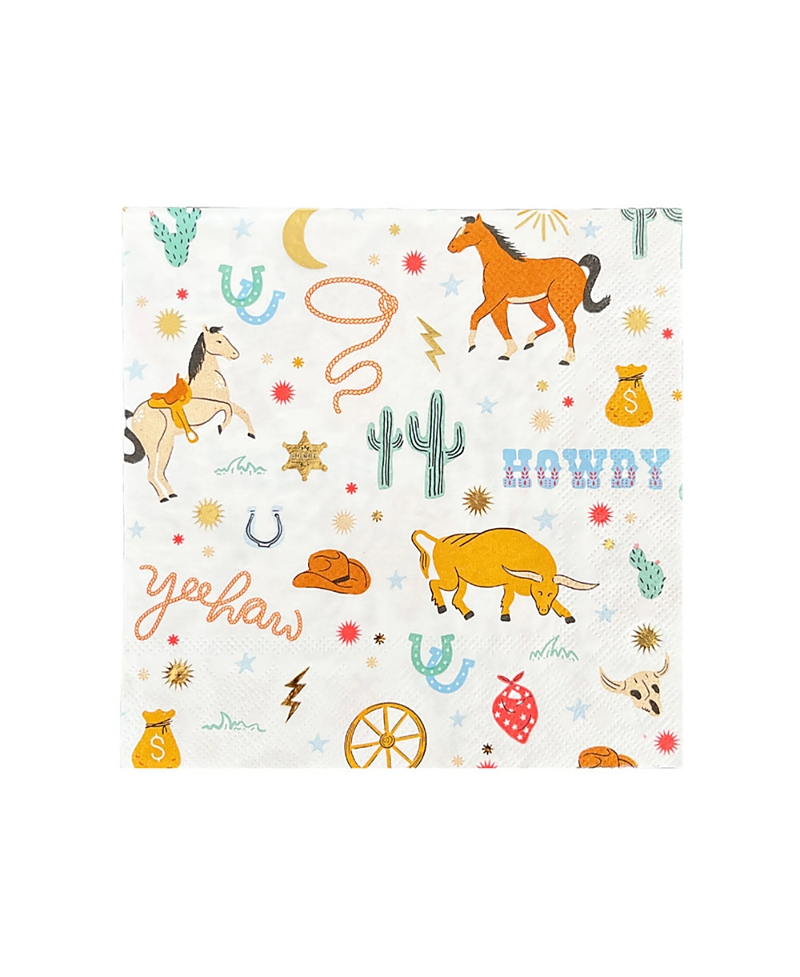 Jollity & Co. Yeehaw Cowboy Print Large Paper Napkins, Set of 16