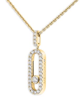 Diamond Move Uno Large Model Pav&eacute; Necklace in 18K Gold, 17.7", 0.35 tcw