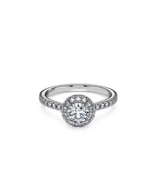 14K White Gold Eternity Certified Lab Grown Diamond Halo Engagement Ring