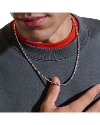 Box Chain Necklace in Sterling Silver, 24"