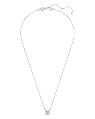 14K White Gold Eternity Certified Lab Grown Diamond Solitaire Pendant Necklace, 15.87-17.87"