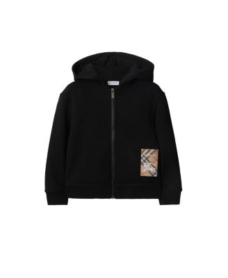 Unisex Check Label Cotton Zip Hoodie - Little Kid, Big Kid