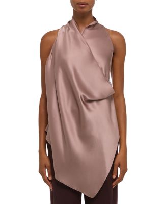 Silk Draped Cowlneck Top