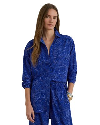 Relaxed Fit Paisley Crepe Shirt