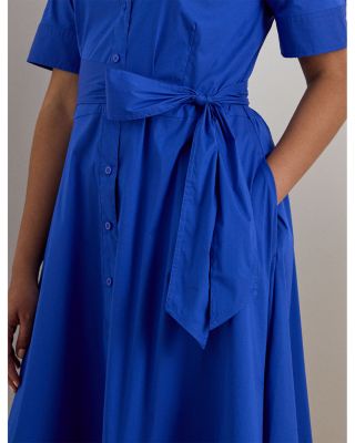 Cotton Blend Elbow Sleeve Shirtdress