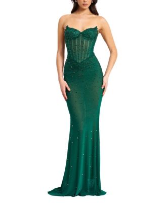  Fatima Sleeveless Corset Mermaid Maxi Evening Dress