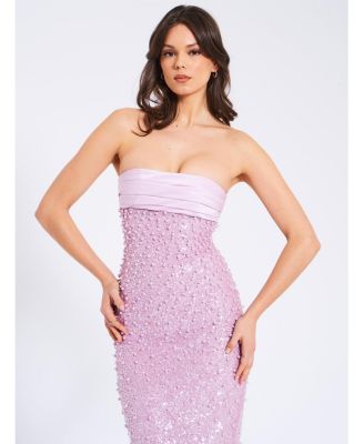  Lainey Embellished Beaded Satin Sequin Maxi Dress