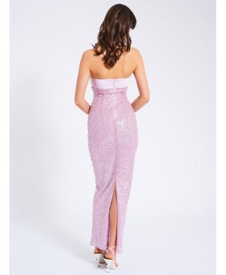  Lainey Embellished Beaded Satin Sequin Maxi Dress