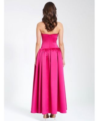  Walterina Satin Strapless Drop Waist Corset Gown
