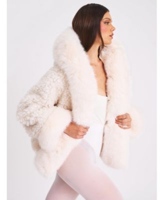 Jumbo Kali Faux Shearling Fur Trimmed Coat