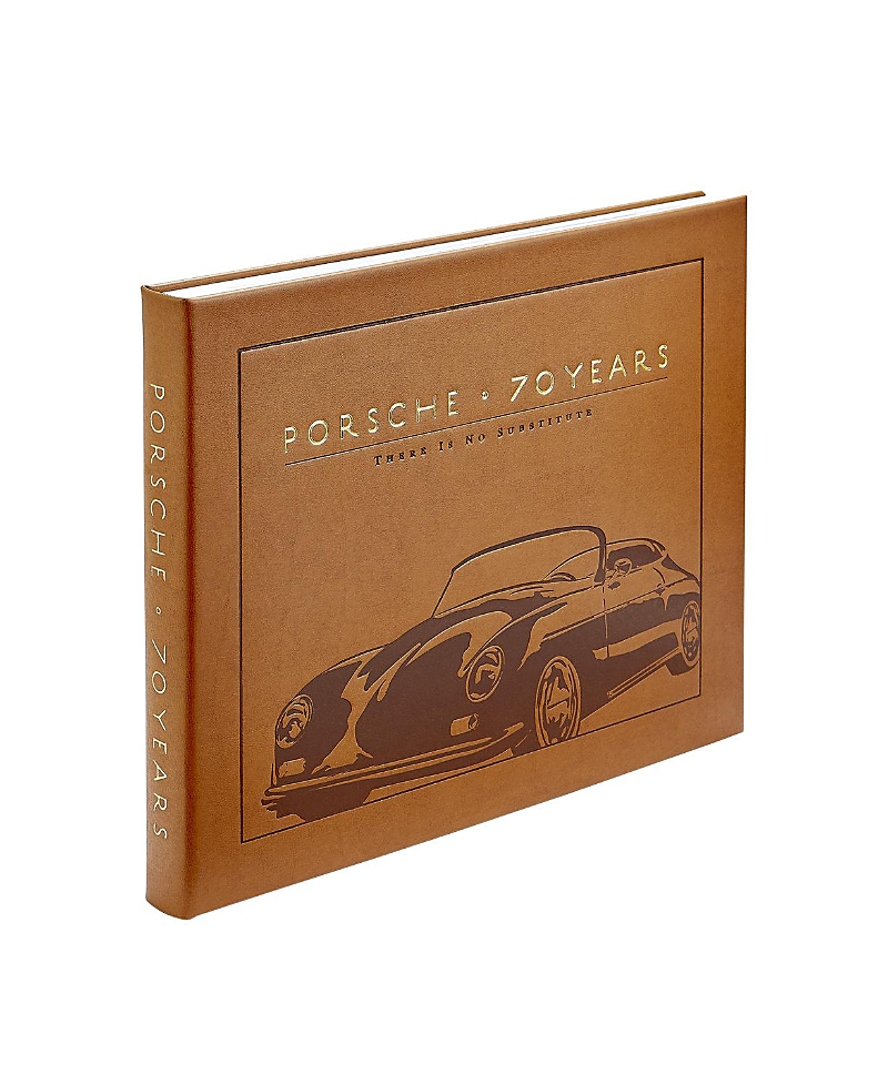 Graphic Image Porsche 70 Years Leather Bound Book In Brown