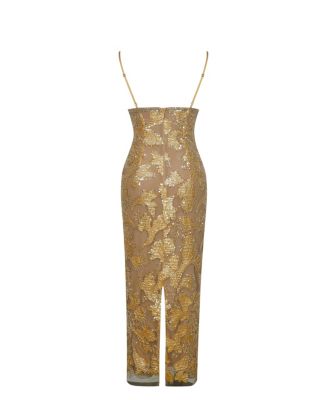 Edie Beaded Sequin Midi Pencil Dress