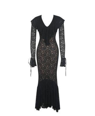  Parisa Lace Ruffled Mermaid Maxi Dress