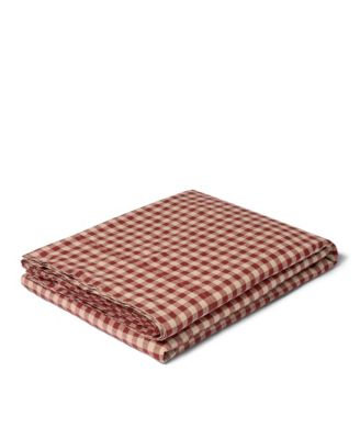 Gingham Linen Blend Flat Sheet, Full