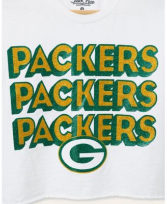  Women&#39;s NFL Green Bay Packers Repeat Glitter Flea Market Crop Tee