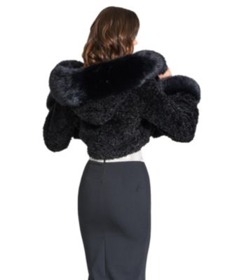 Kali Faux Fur Cropped Jacket with Hood