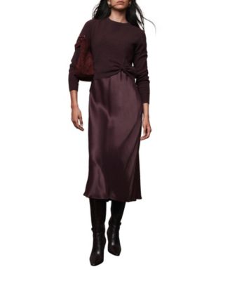 Women's Sweater Layered Slip Dress