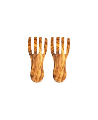Natural Olive Wood Serving Forks, Set of 2