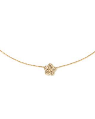 Forget Me Not Pav&eacute; Flower Pendant Necklace, 15.8-17.5" 