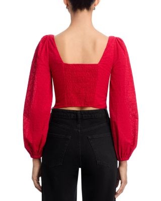 Embroidered Puffed Sleeve Top - Exclusive