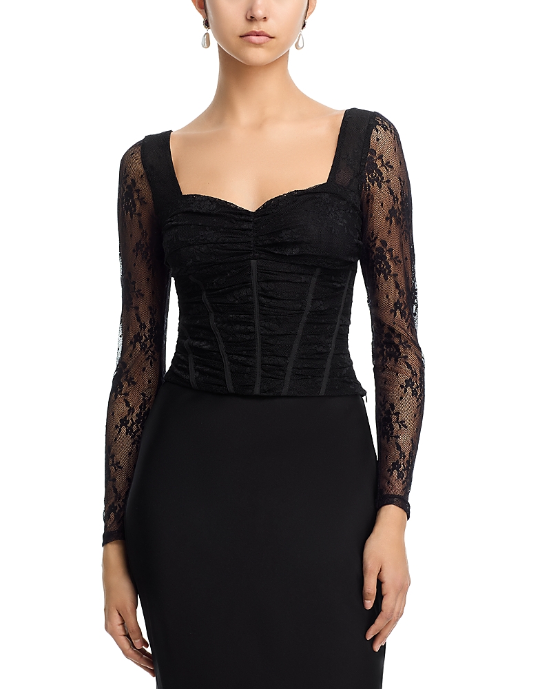 Aqua Sweetheart Neck Lace Top - Exclusive