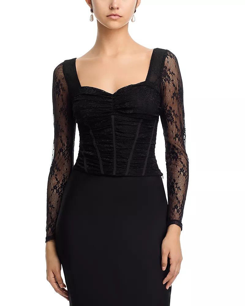Aqua Sweetheart Neck Lace Top - Exclusive