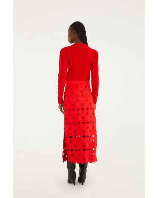 Hearts Linen Midi Skirt