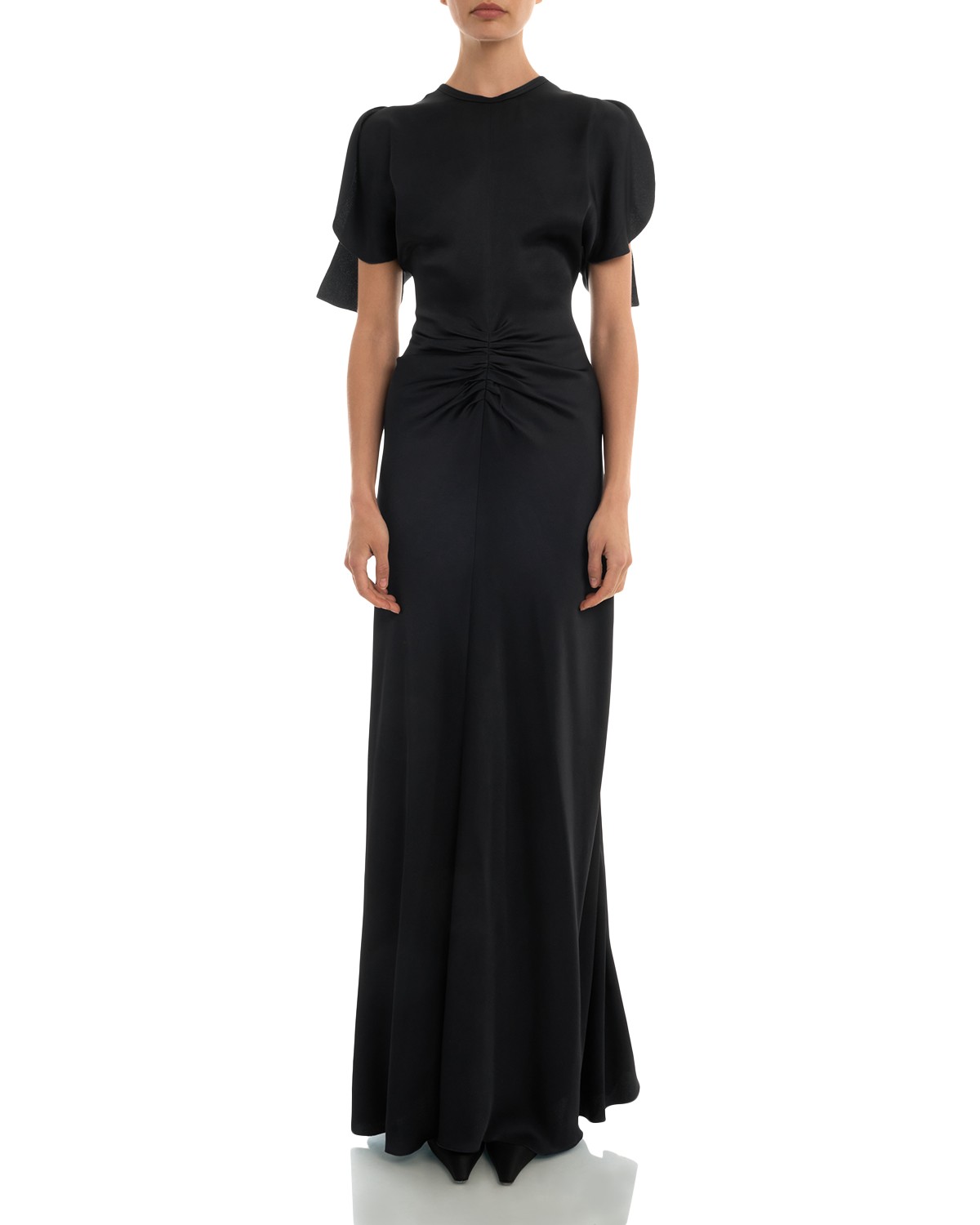 Victoria Beckham Gathered Waist Floor Length Dress in Navy